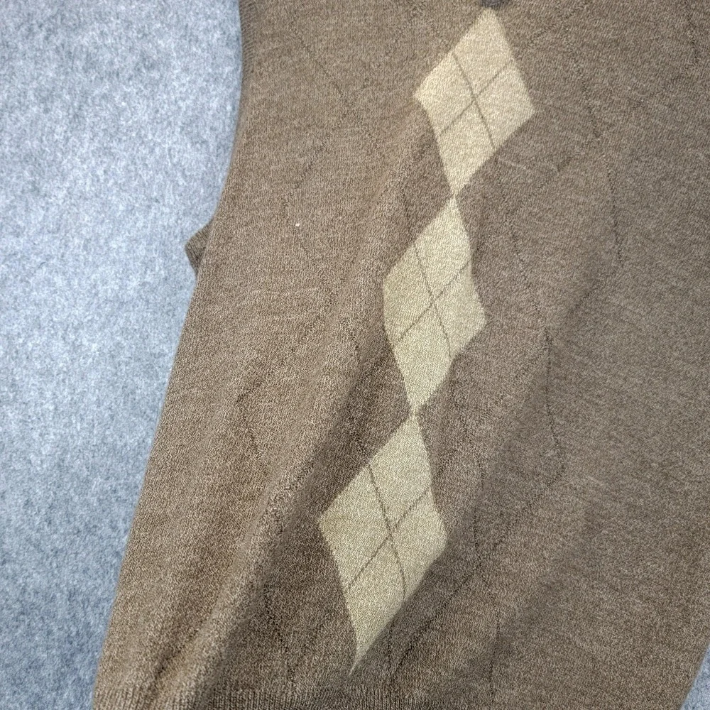 Dockers Sweater Vest Mens L Brown Beige Argyle Knit Pullover Grandpacore Classic